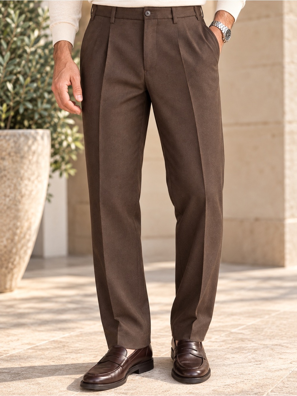 Burberry Prorsum Men’s IT 46 Brown 100% Wool Pleated Dress Pants Italy #488
